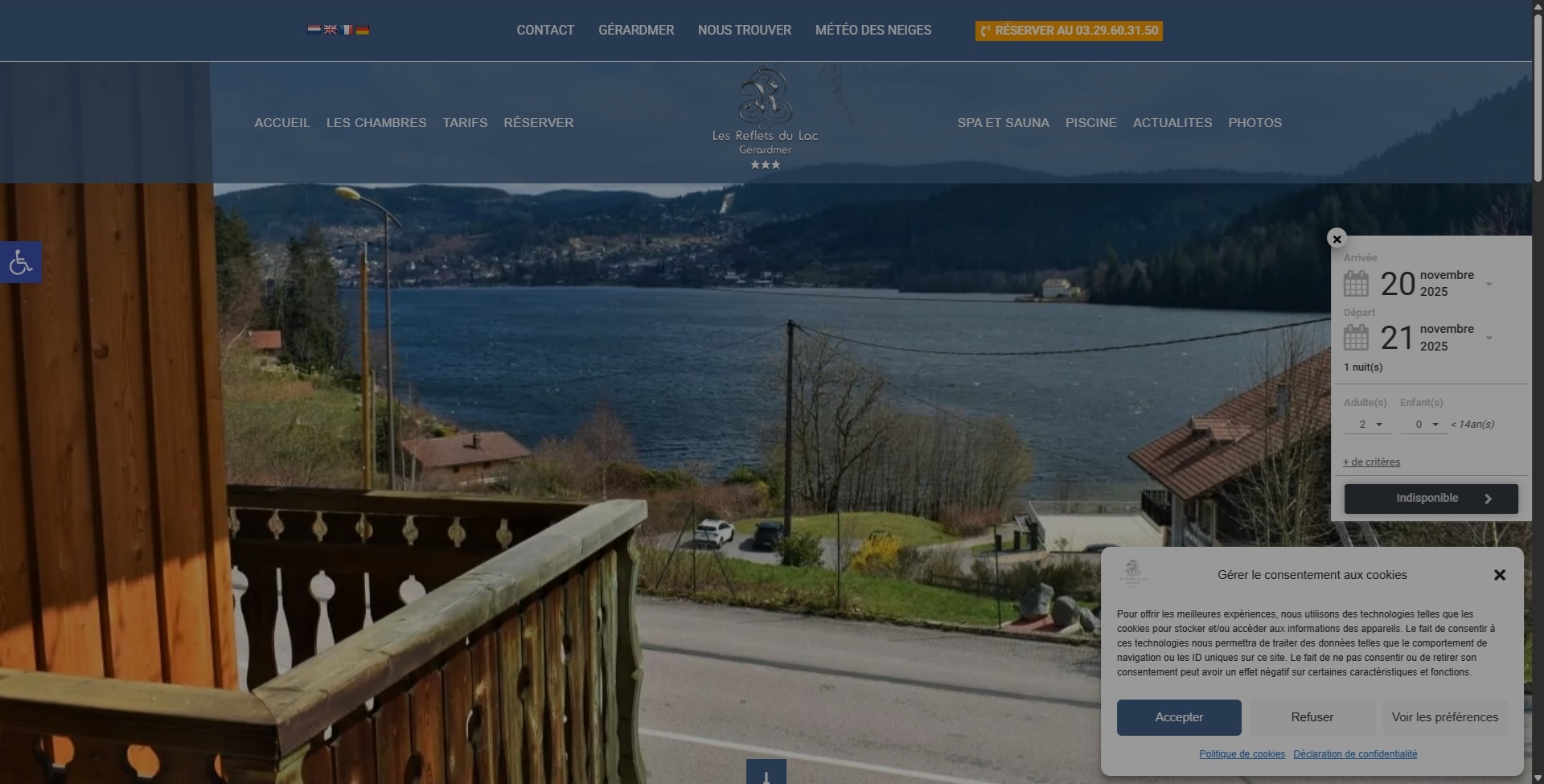 Illustration du projet Refonte du site internet de l'Hôtel Les Reflets du Lac