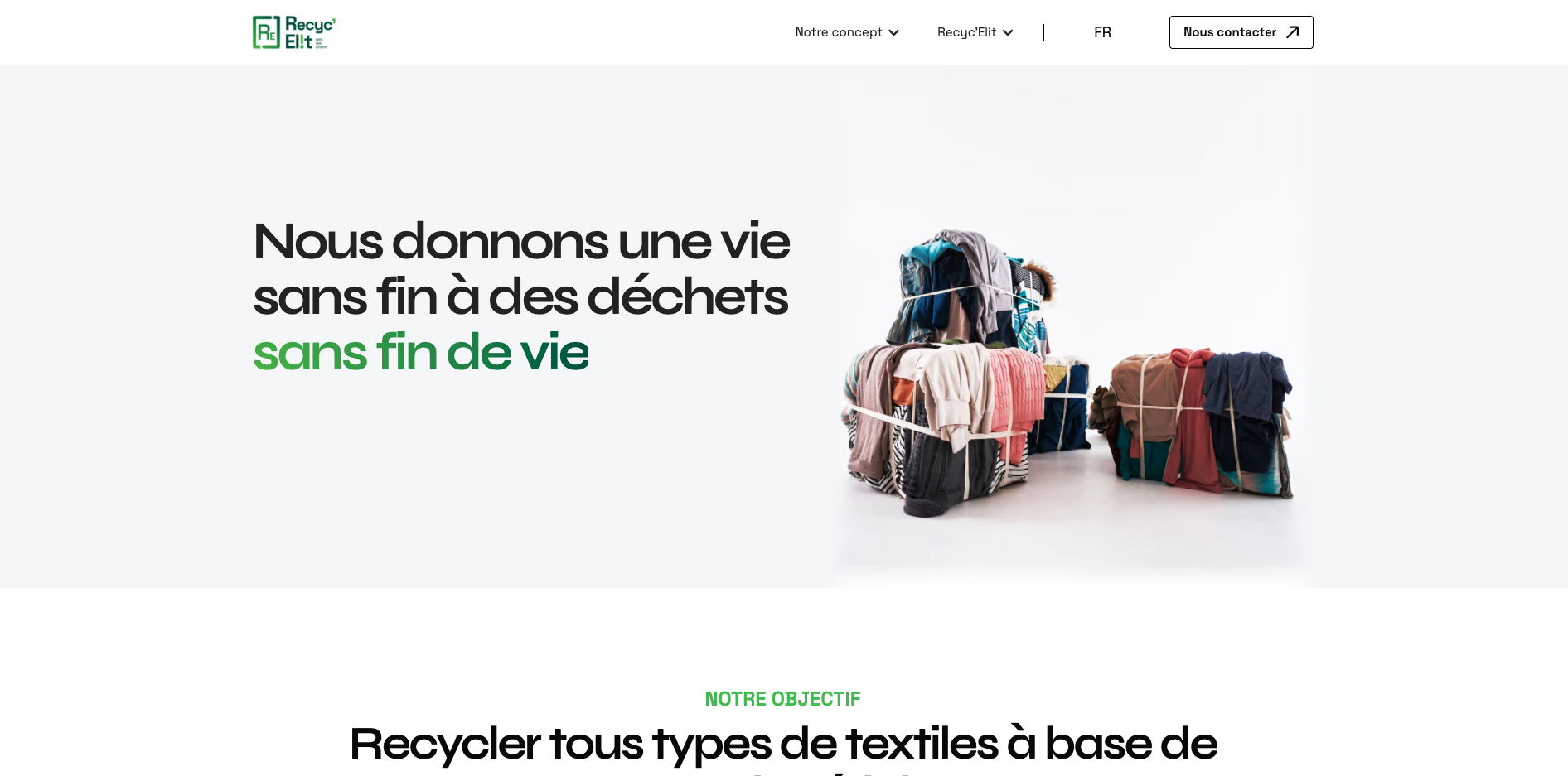 Illustration du projet Site vitrine et valorisation technologique pour le recyclage circulaire des textiles