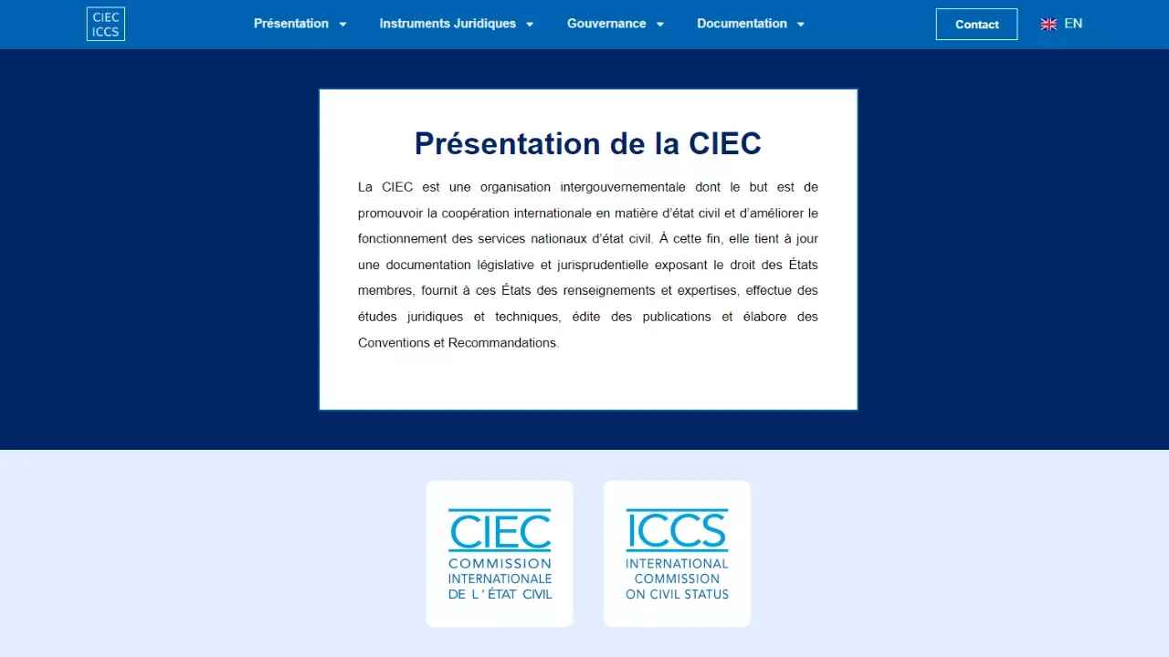 Illustration du projet Site de la Commission Internationale de l’État Civil