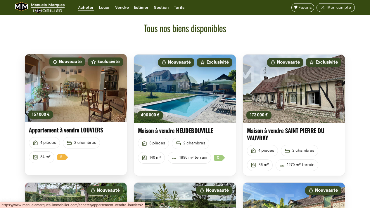 Illustration du projet Création du site internet de l'agence Manuela Marques Immobilier
