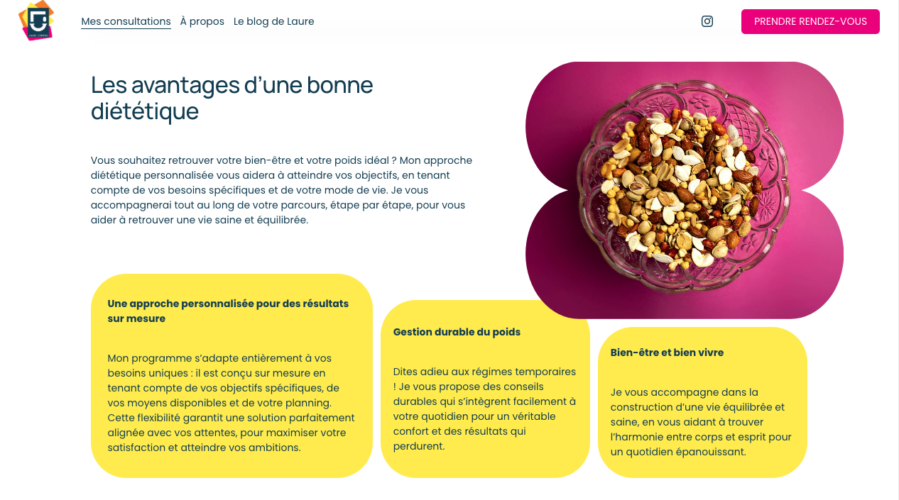 Illustration du projet Site internet et présence digitale pour Laure Compas, diététicienne-nutritionniste