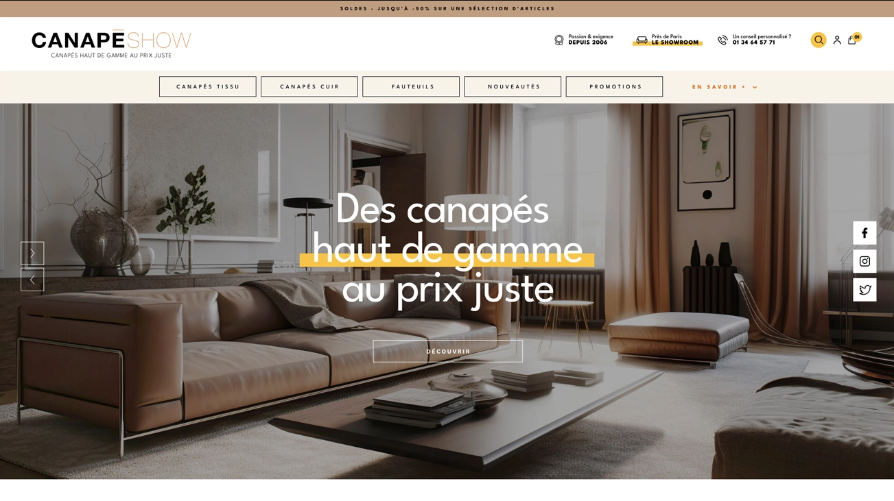 Illustration du projet Refonte du site e-commerce Canapé Show avec PrestaShop