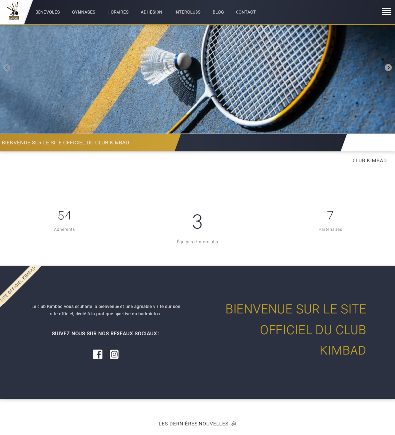 Illustration du projet Création d'application web pour le Club Kimbad de badminton