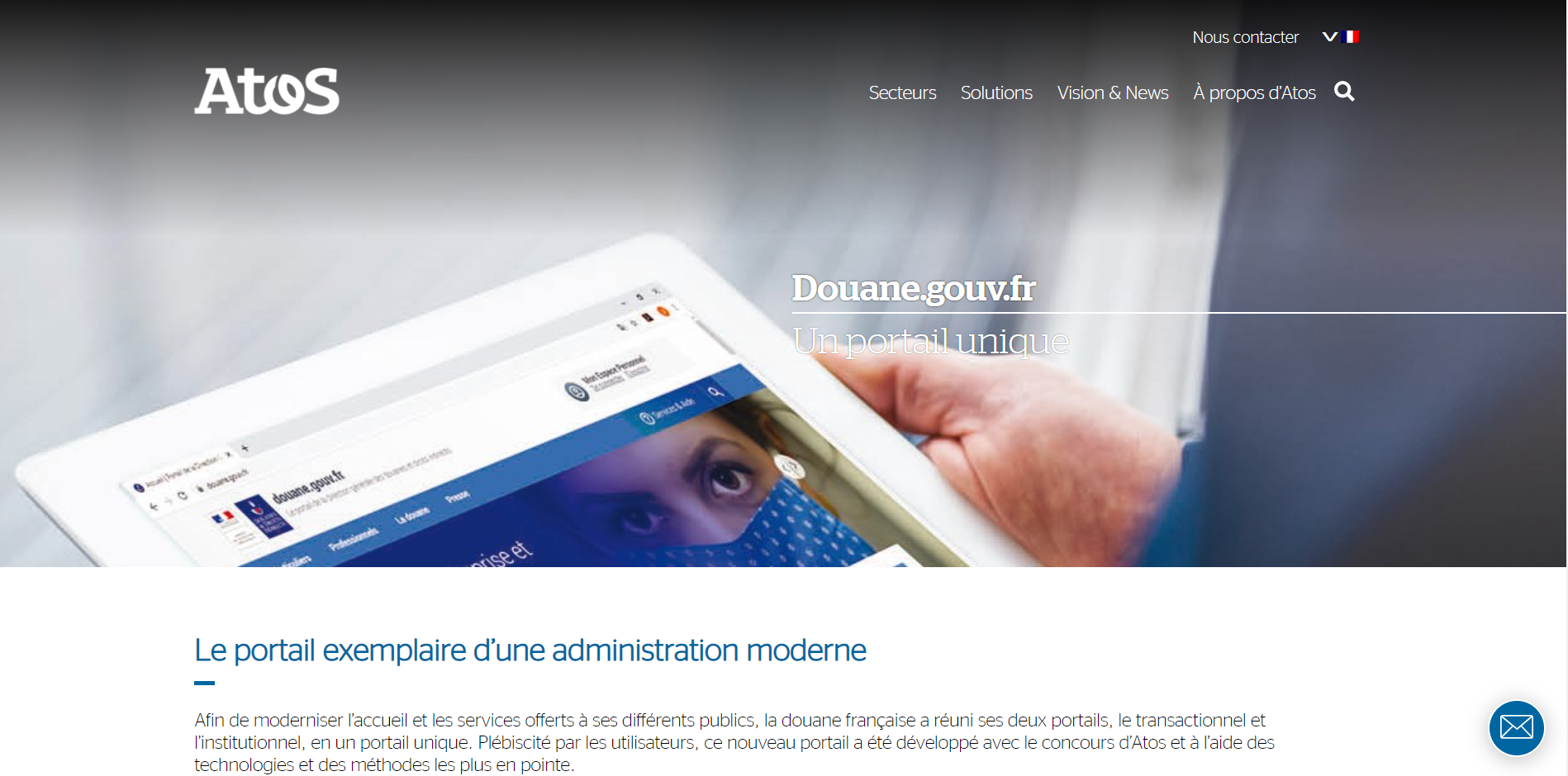 Illustration du projet Atos : Le portail unique de la Douane Française pour les professionnels et particuliers.