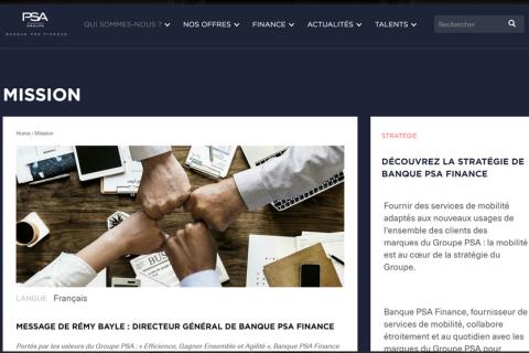 Illustration du projet Banque PSA Finance : Refonte du site institutionnel