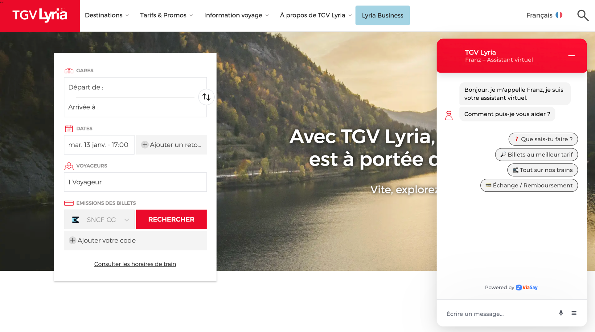 Illustration du projet TGV Lyria : Développement, maintenance, hébergement et audit de la plateforme digitale