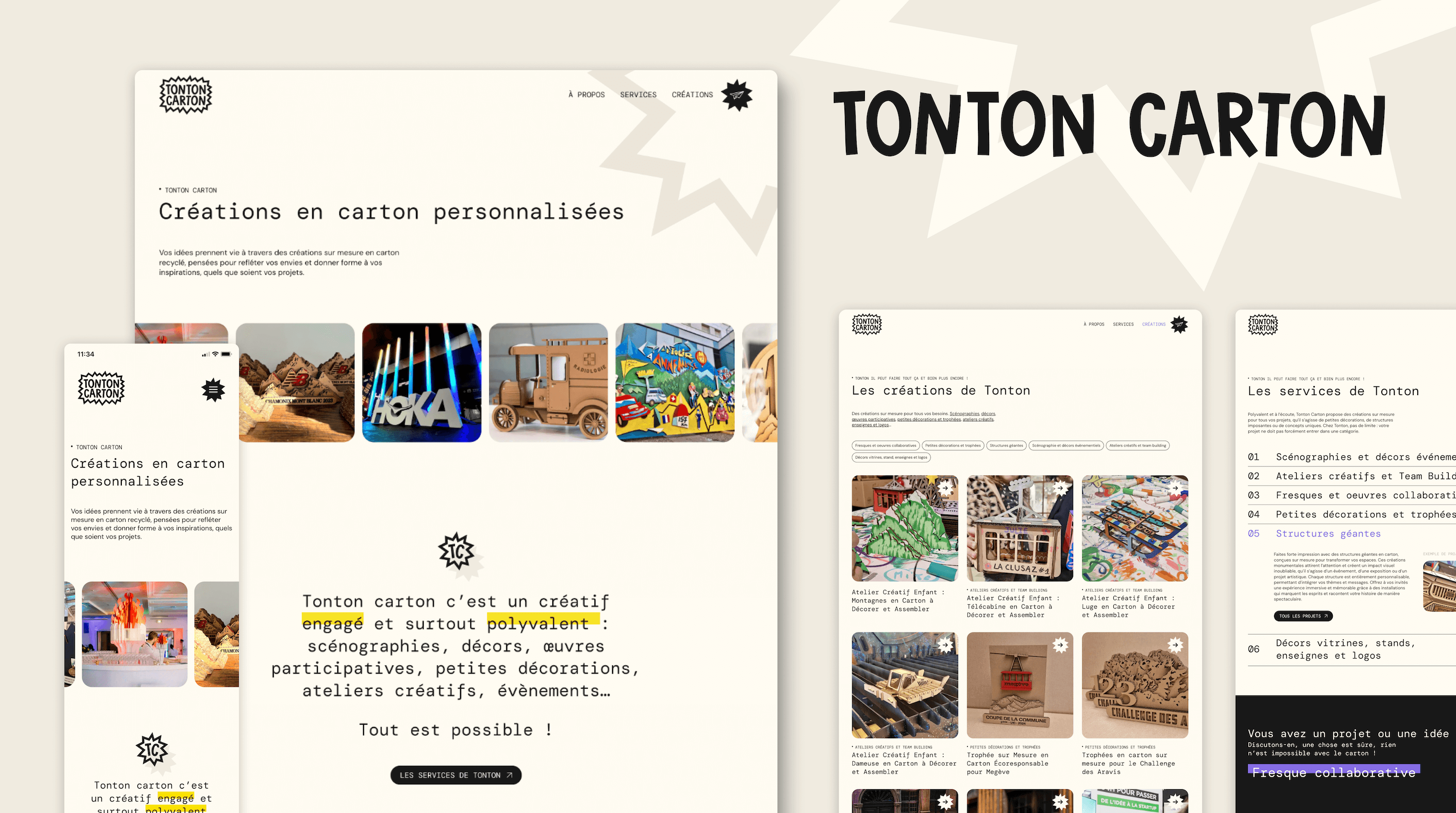 Illustration du projet Direction artistique et conception site Web pour Tonton Carton