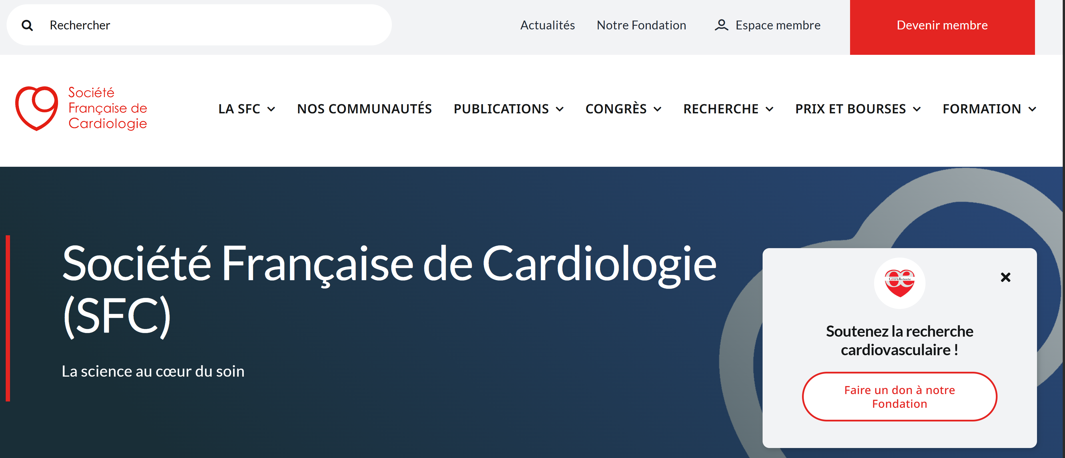 Illustration du projet Société Française de Cardiologie : refonte Drupal, TMA et audit UX