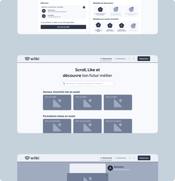 Illustration du projet UX Design et refonte partielle de l’application Wilbi