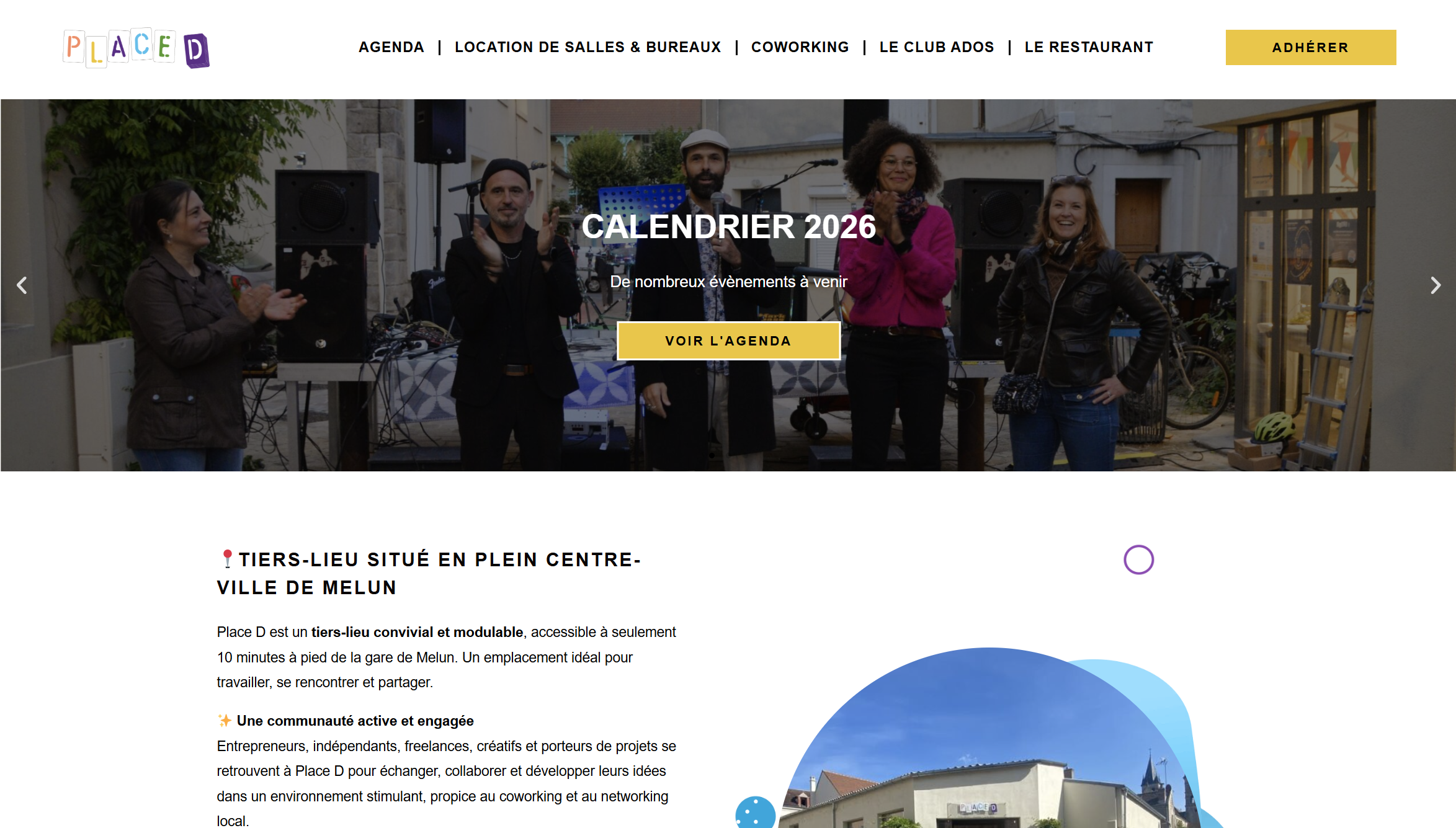 Illustration du projet Site internet vitrine et services pour le tiers-lieu Place D à Melun