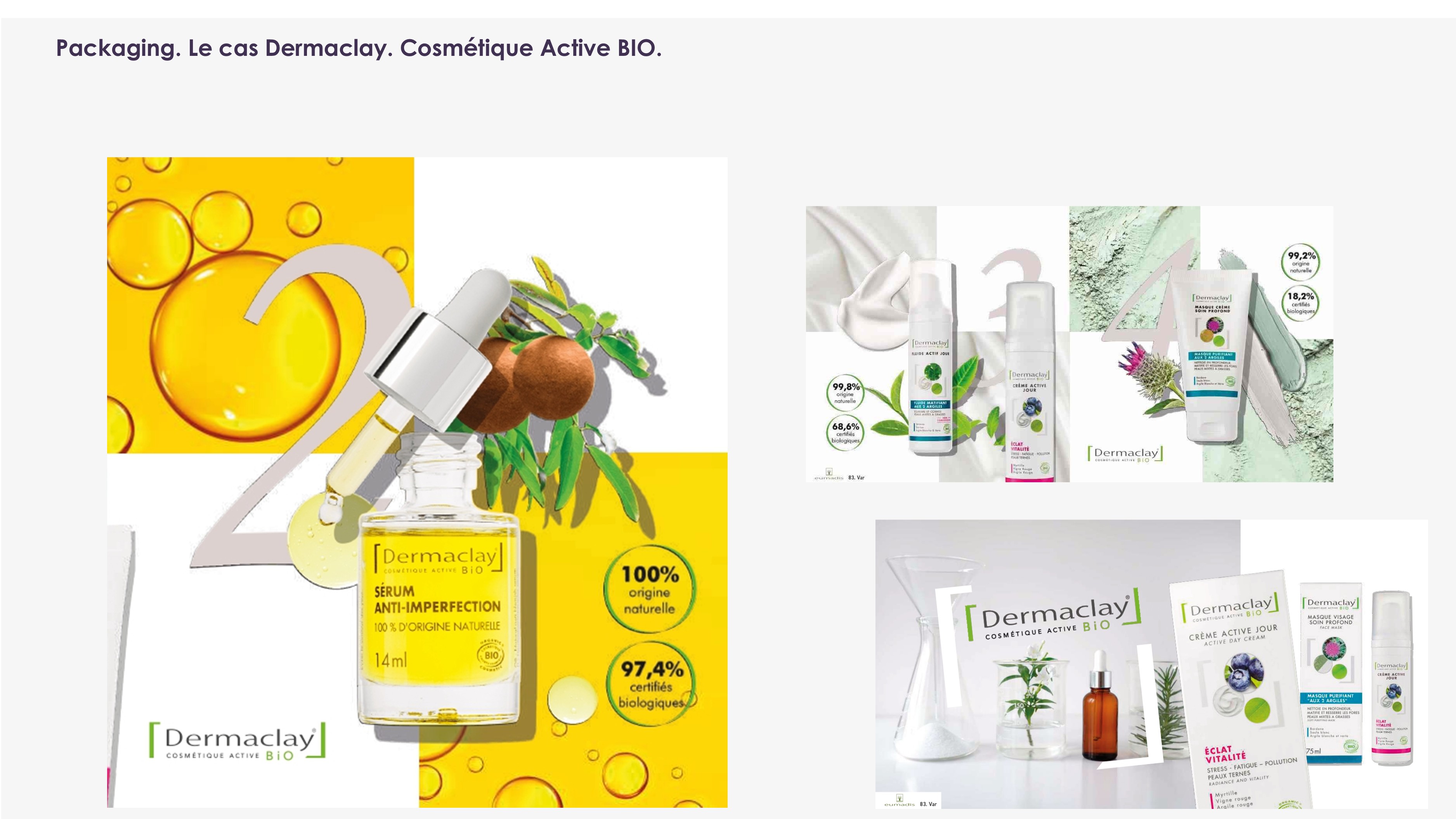 Illustration du projet Identité packaging pour DERMACLAY BIO