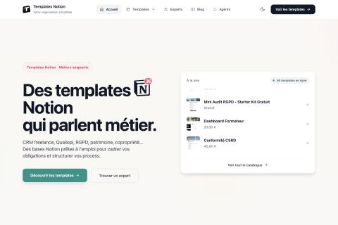Illustration du projet Développement d'un marketplace complet de template Notion pour les entreprises