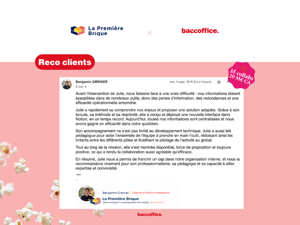 Illustration du projet Structuration interne de LA PREMIERE BRIQUE, scale up lyonnaise (20M€ARR)