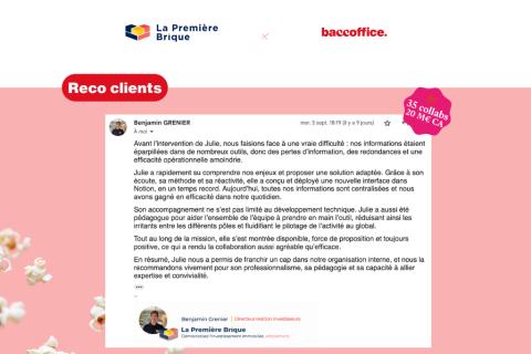 Illustration du projet Structuration interne de LA PREMIERE BRIQUE, scale up lyonnaise (20M€ARR)