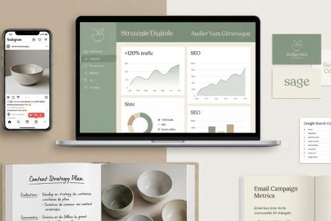 Illustration du projet Stratégie digitale et visibilité Google pour Atelier Vert Céramique