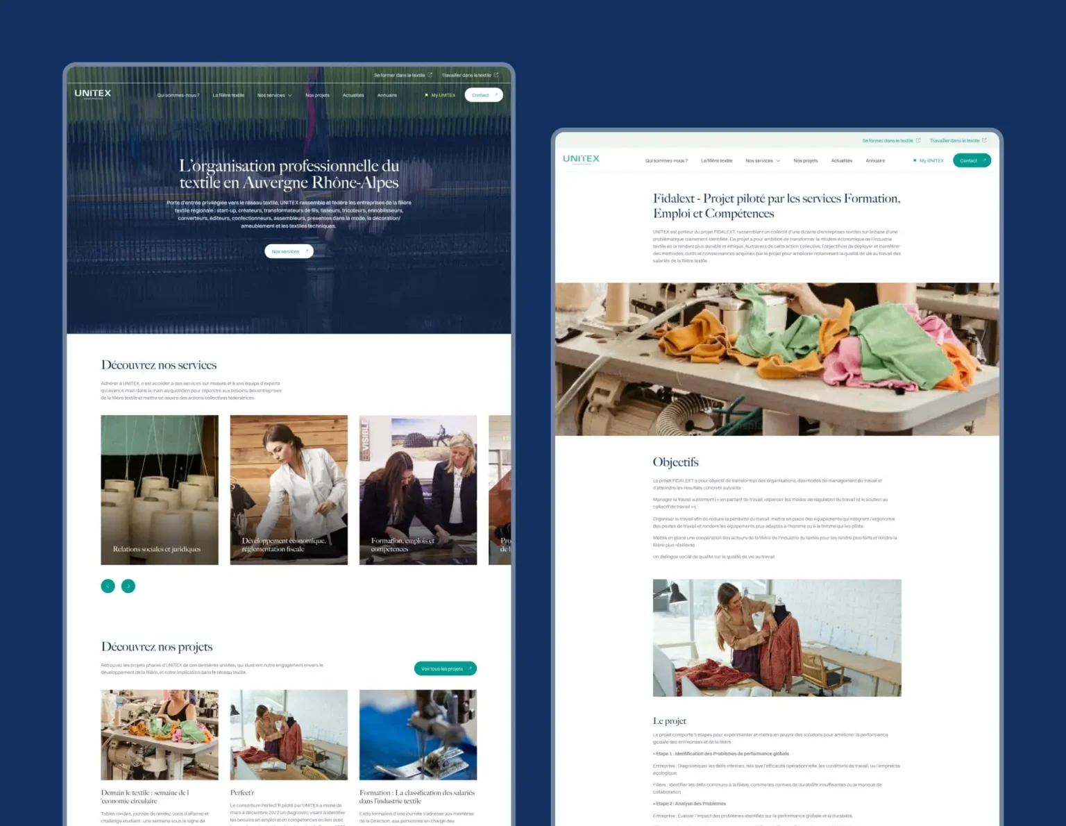 Illustration du projet Refonte du site vitrine et intégration de l'intranet collaboratif My UNITEX
