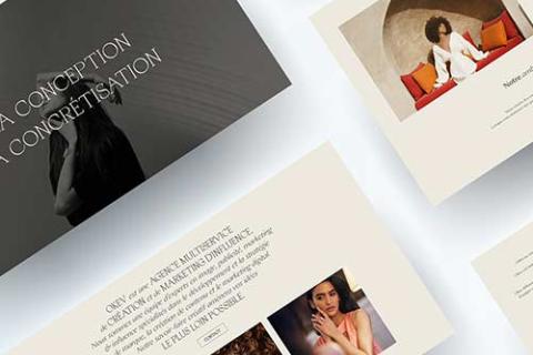 Illustration du projet OKEV Agency : site Webflow sur mesure avec portfolio, blog et landing pages