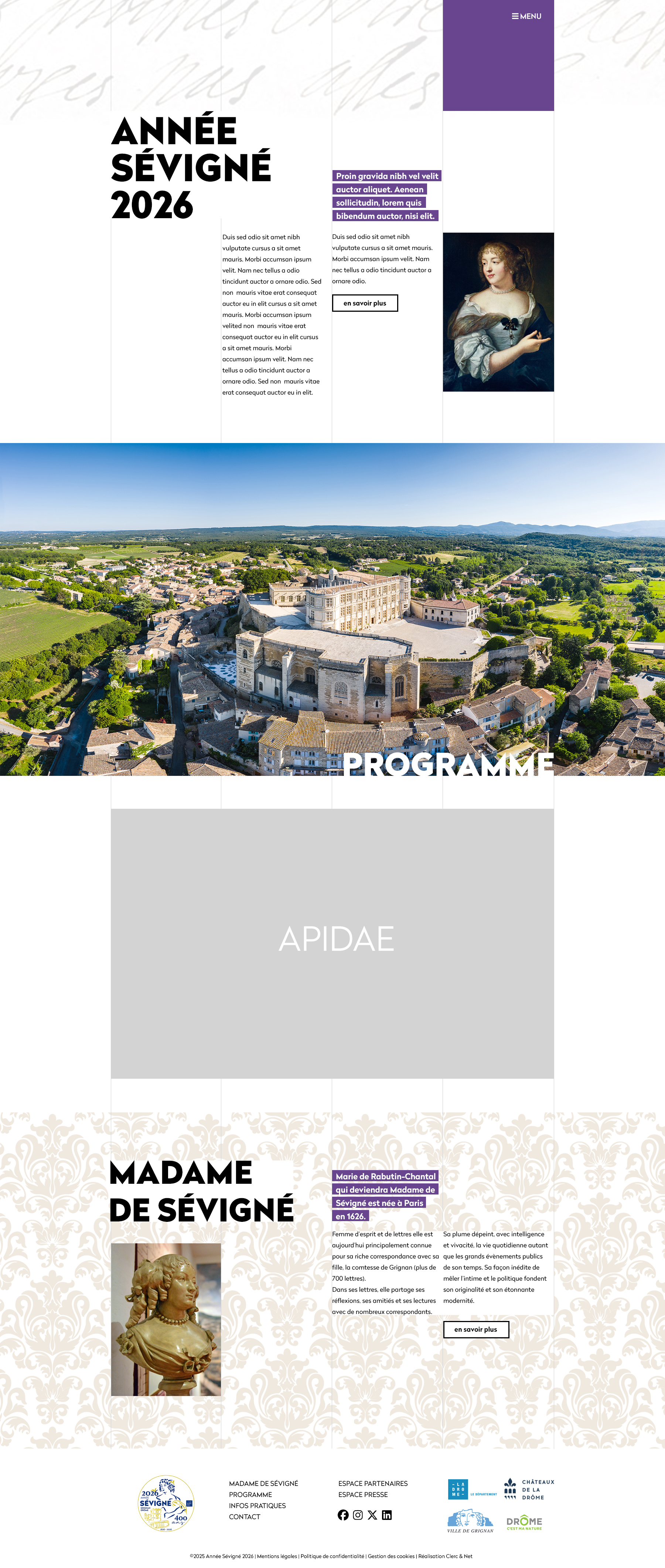 Illustration du projet Site événementiel 2026 Année Sévigné