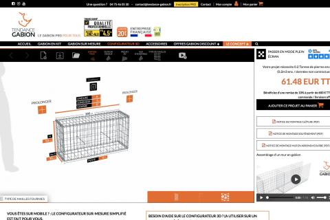 Illustration du projet Site vitrine et configurateur en ligne pour la vente de gabions