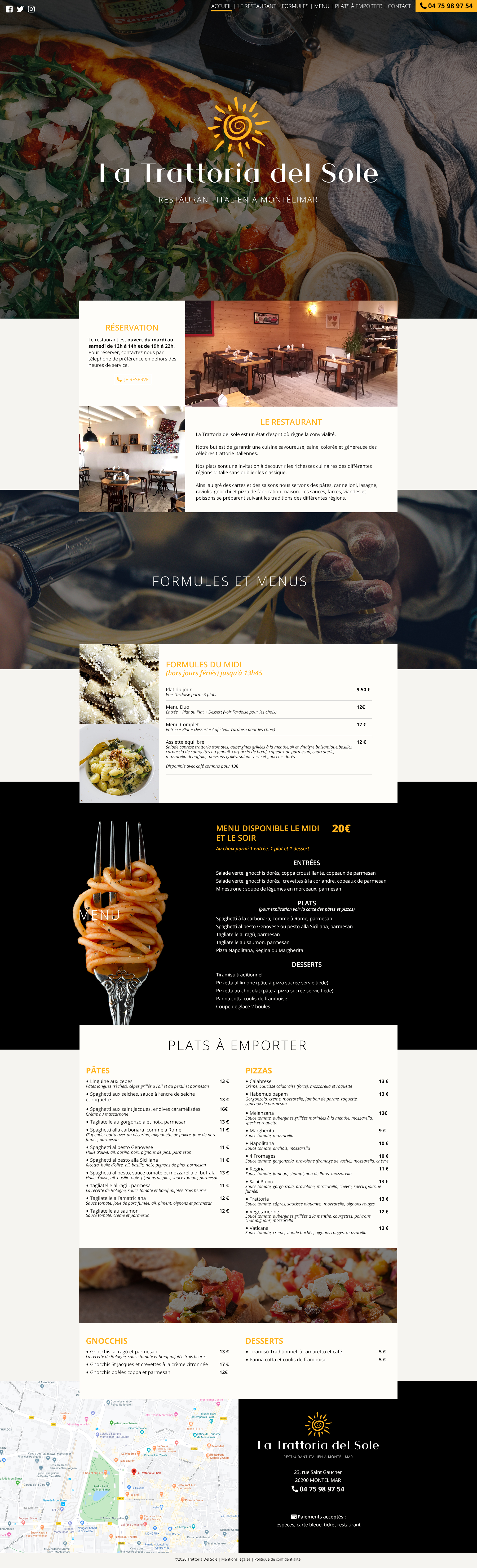 Illustration du projet Création du site internet de la Trattoria del Sole