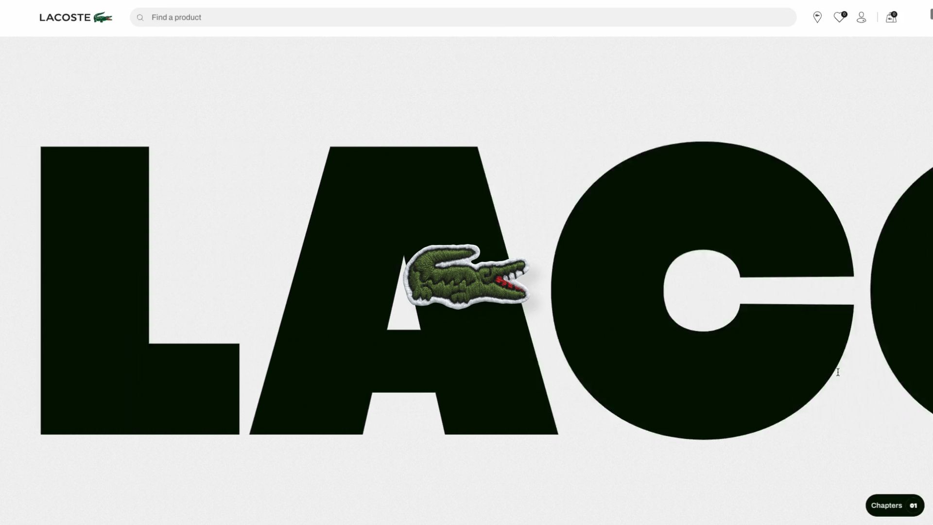 Illustration du projet Conception UX/UI et développement web d'un site internet immersif à l'occasion des 90 ans de Lacoste, marque de vêtements premium française.