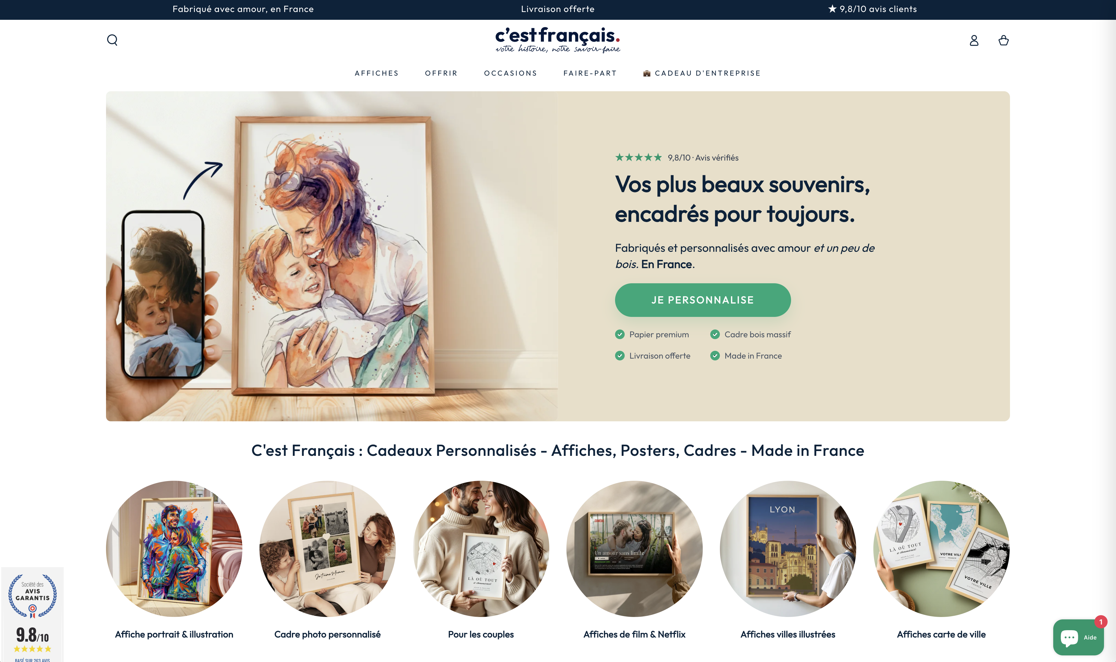Illustration du projet Création de la boutique en ligne Shopify C'est Français