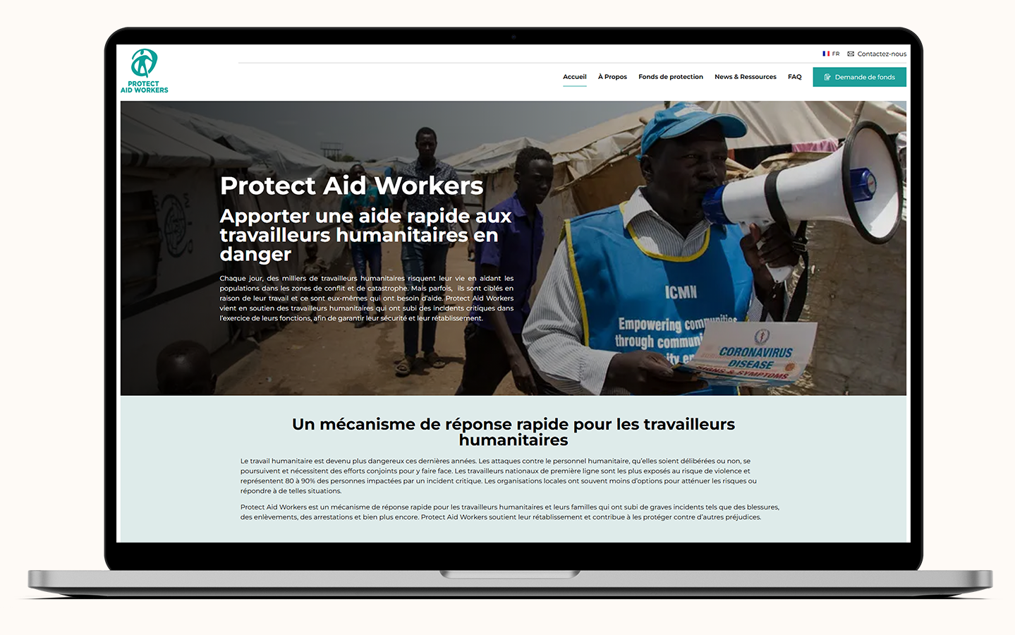 Illustration du projet Création de site internet pour Protect Aid Workers