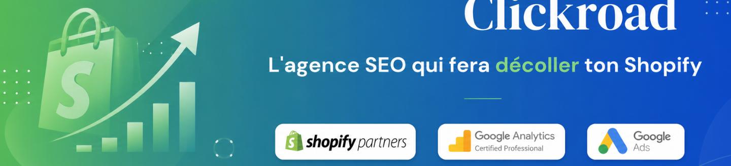 Couverture de l'agence Clickroad - Agence SEO Shopify