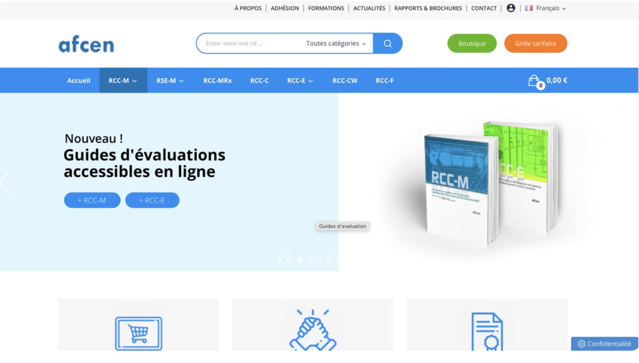 Illustration du projet Site vitrine et vente - espace menbres AFCEN