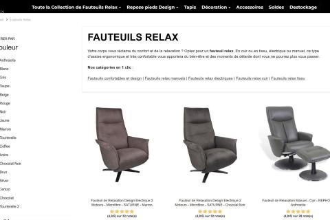 Site e-commerce de fauteuils et objets design pour la maison