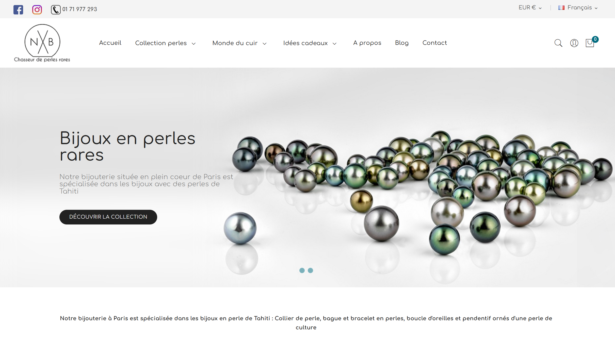 Illustration du projet Site e-commerce de bijoux en perles rares pour NXB Paris