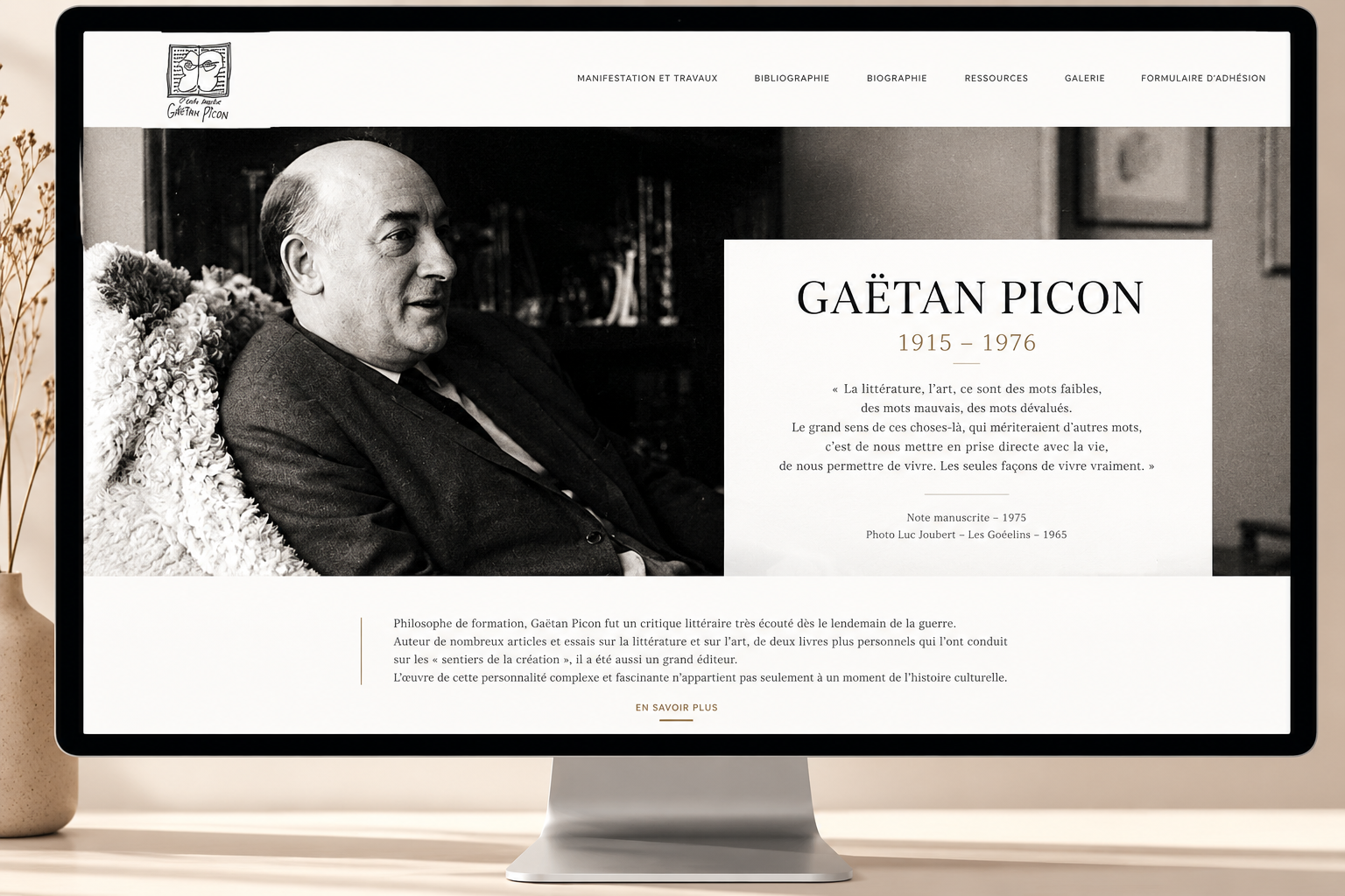 Illustration du projet Gaëtan Picon  : un site web culturel sur mesure pensé comme une œuvre éditoriale immersive