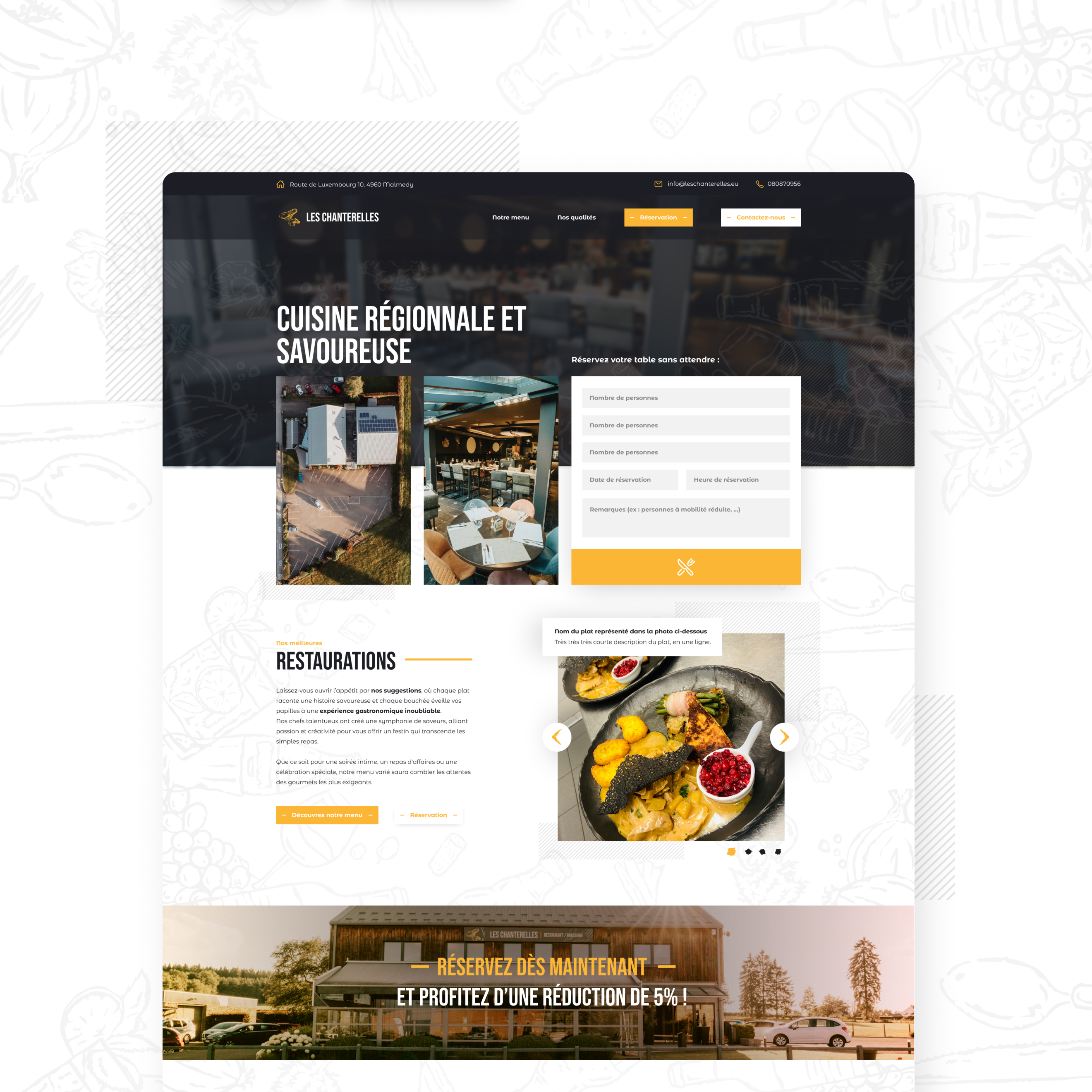 Illustration du projet Site internet du restaurant Les Chanterelles