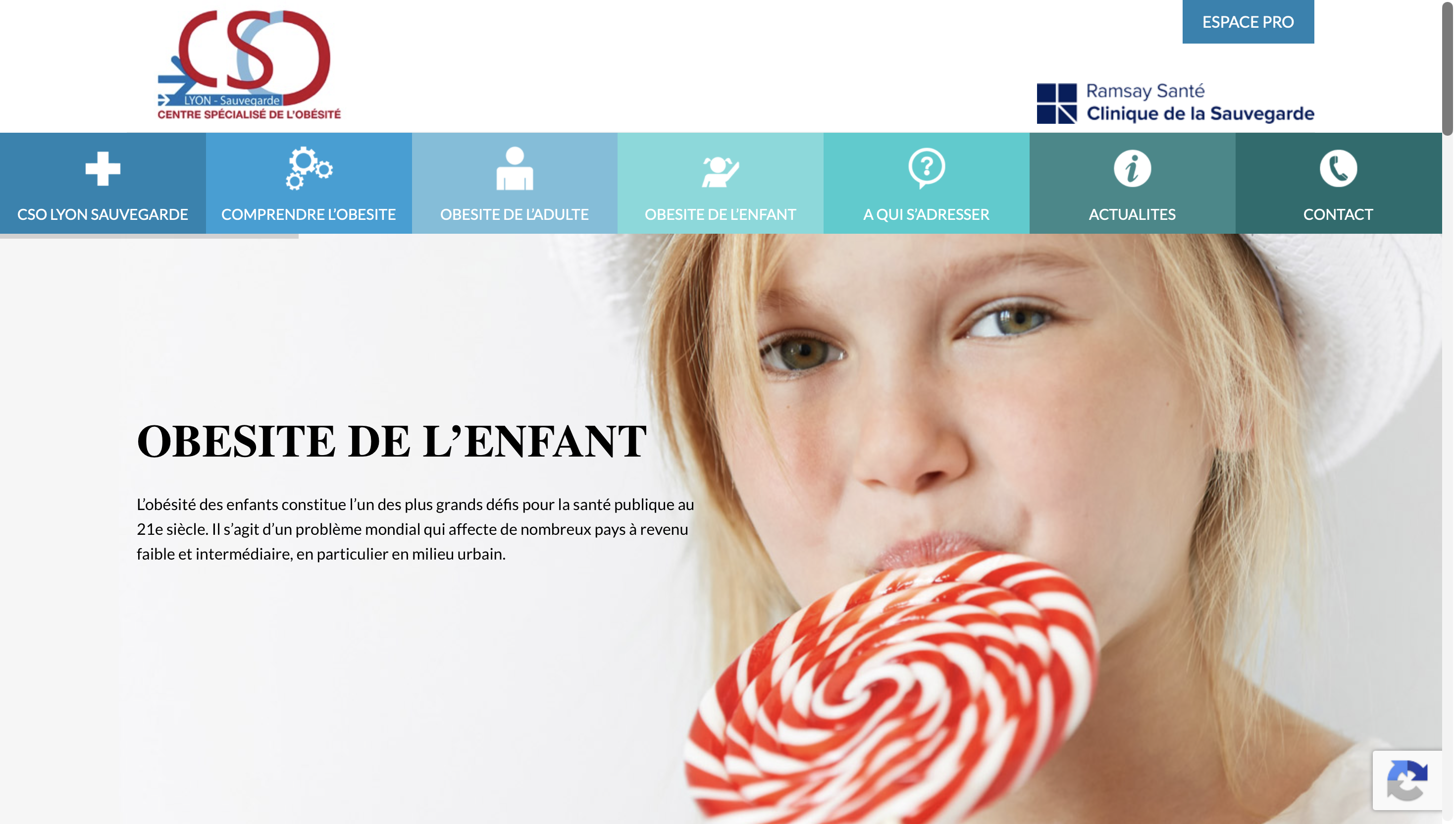 Illustration du projet Site internet d'information et de coordination pour le Centre Spécialisé de l’Obésité Lyon Sauvegarde