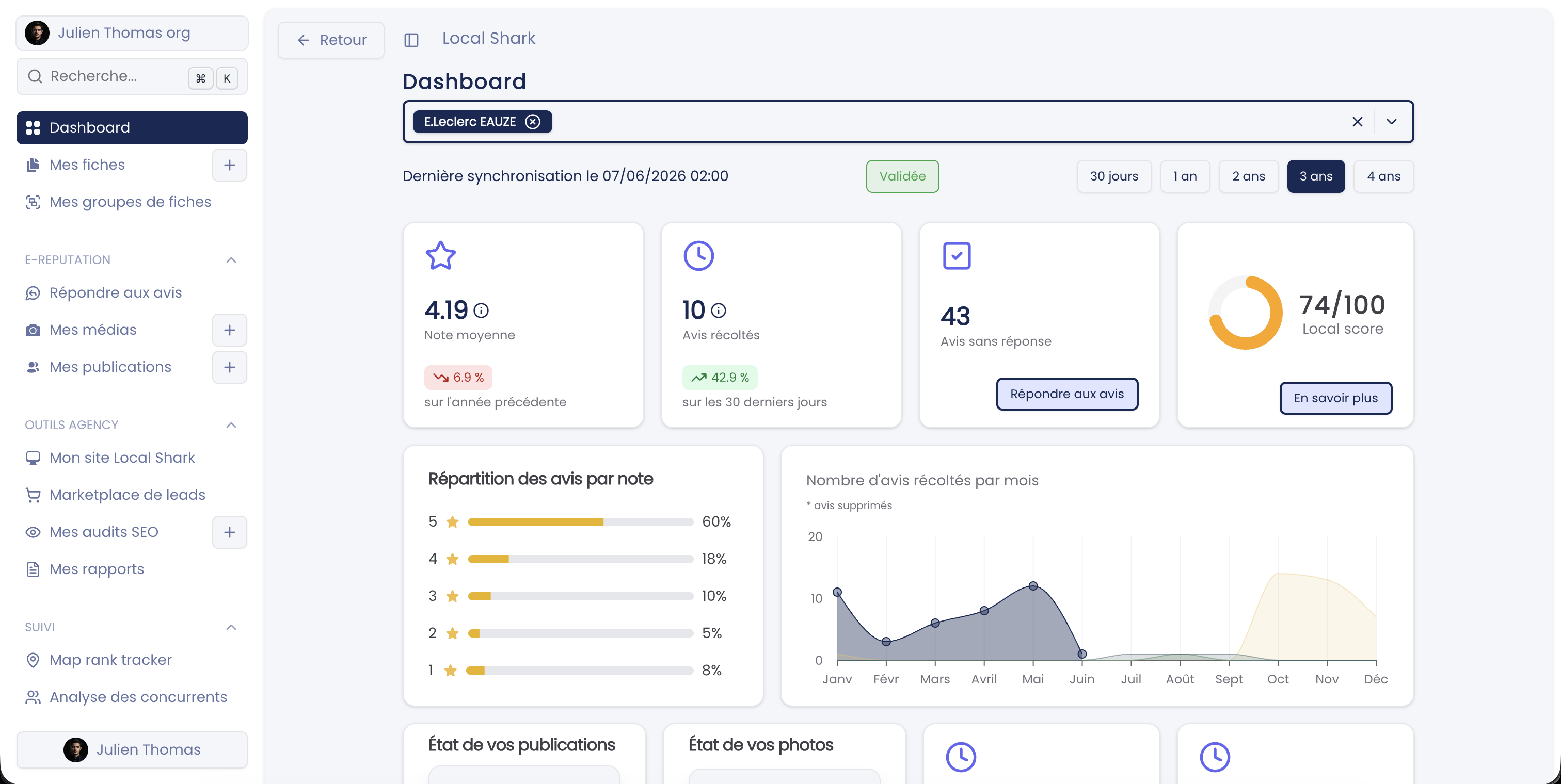 Illustration du projet Plateforme SaaS Local Shark pour l'automatisation Google My Business