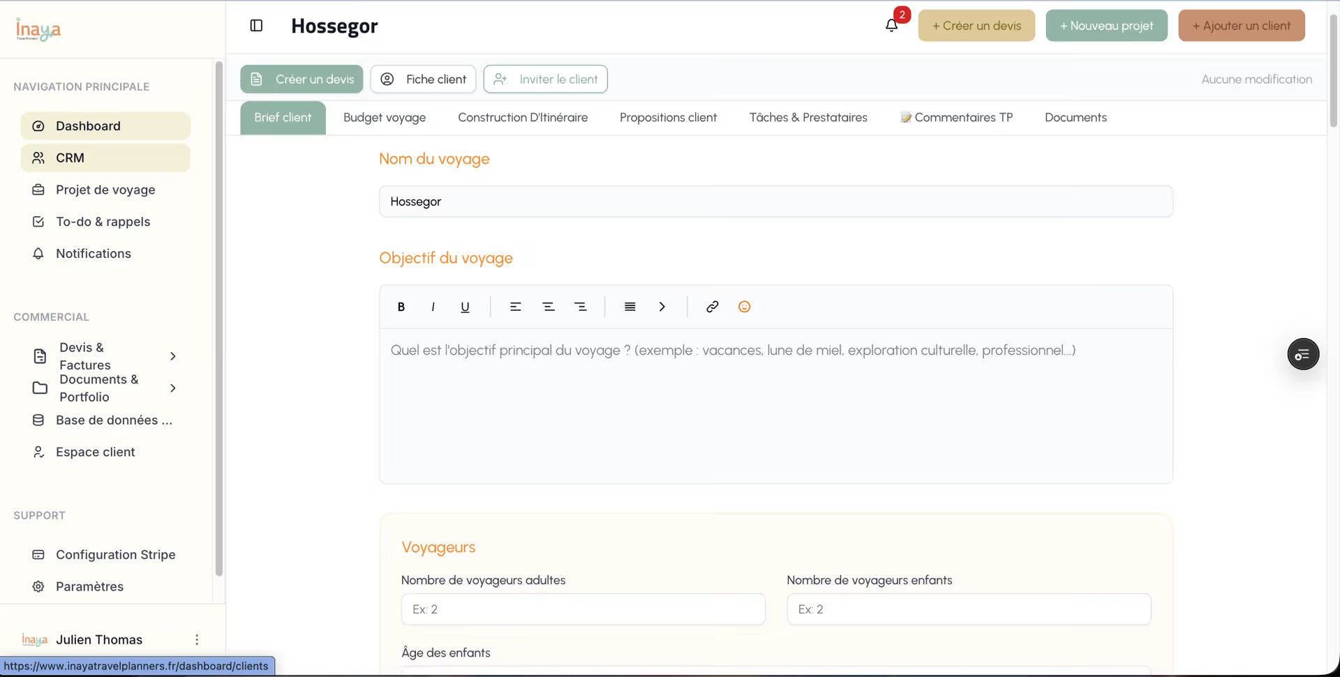 Illustration du projet SaaS et site web automatisé pour travel planners