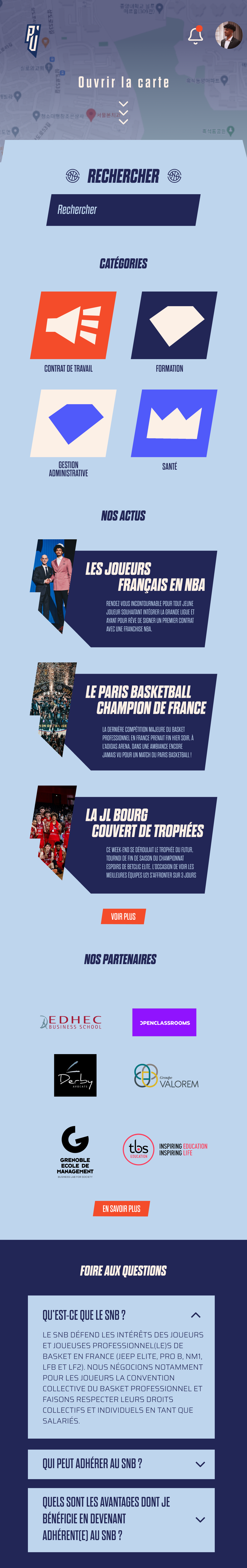 Illustration du projet SNB – Application mobile du Syndicat National des Basketteurs