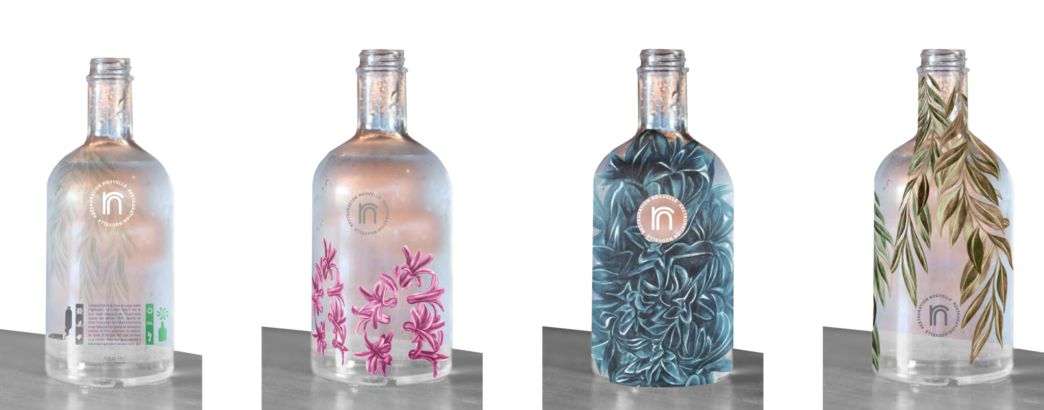 Illustratie van project ILLUSTRATION POUR DÉCORATION DE BOUTEILLES POUR LE SERVICE D’UN RESTAURANT.