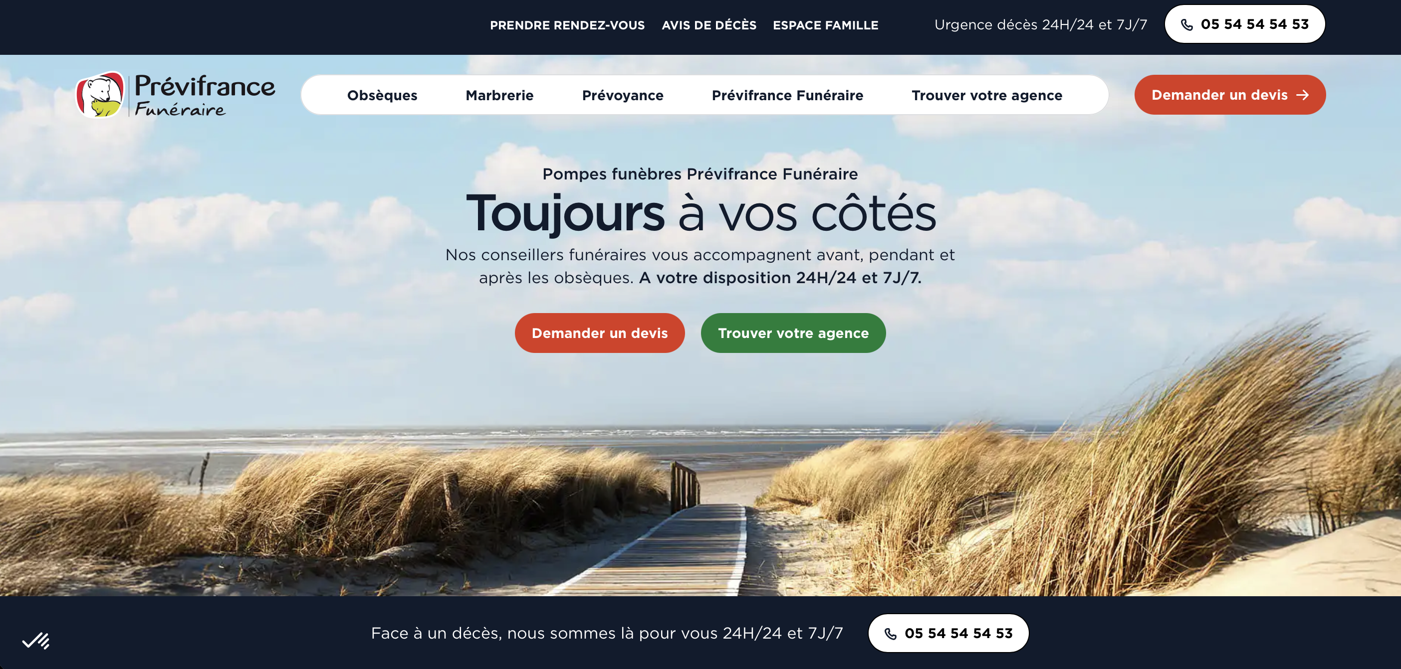 Illustration du projet Création du site Prévifrance Funéraire