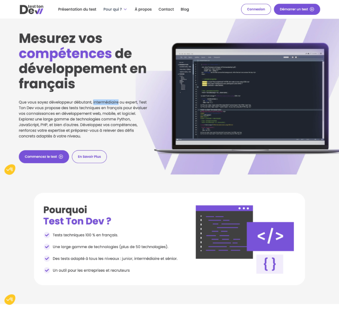 Illustration du projet TestTonDev : testez le niveau de vos développeurs en ligne