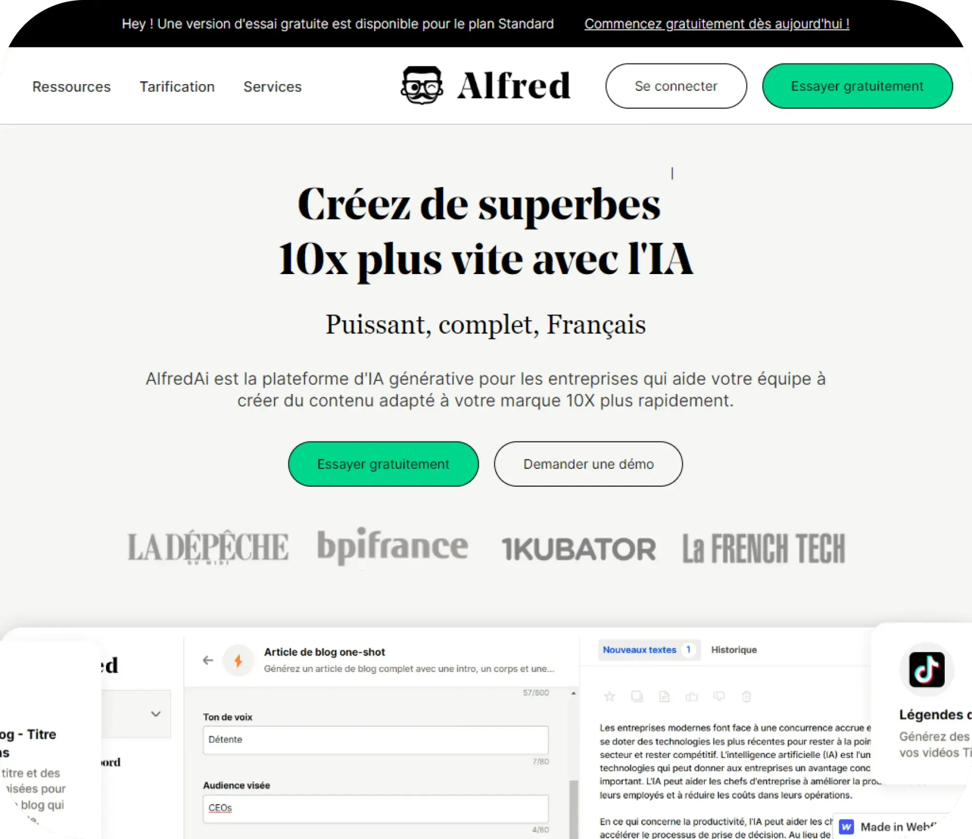 Illustration du projet Alfred : créez de superbes Articles 10x plus vite avec l'IA