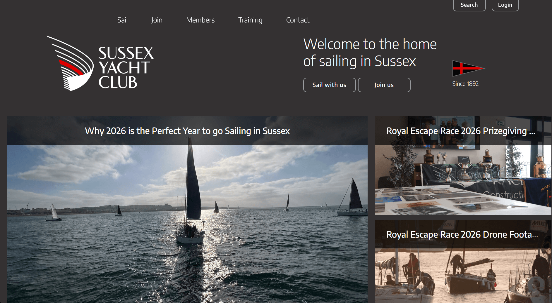 Site internet du Sussex Yacht Club project illustration
