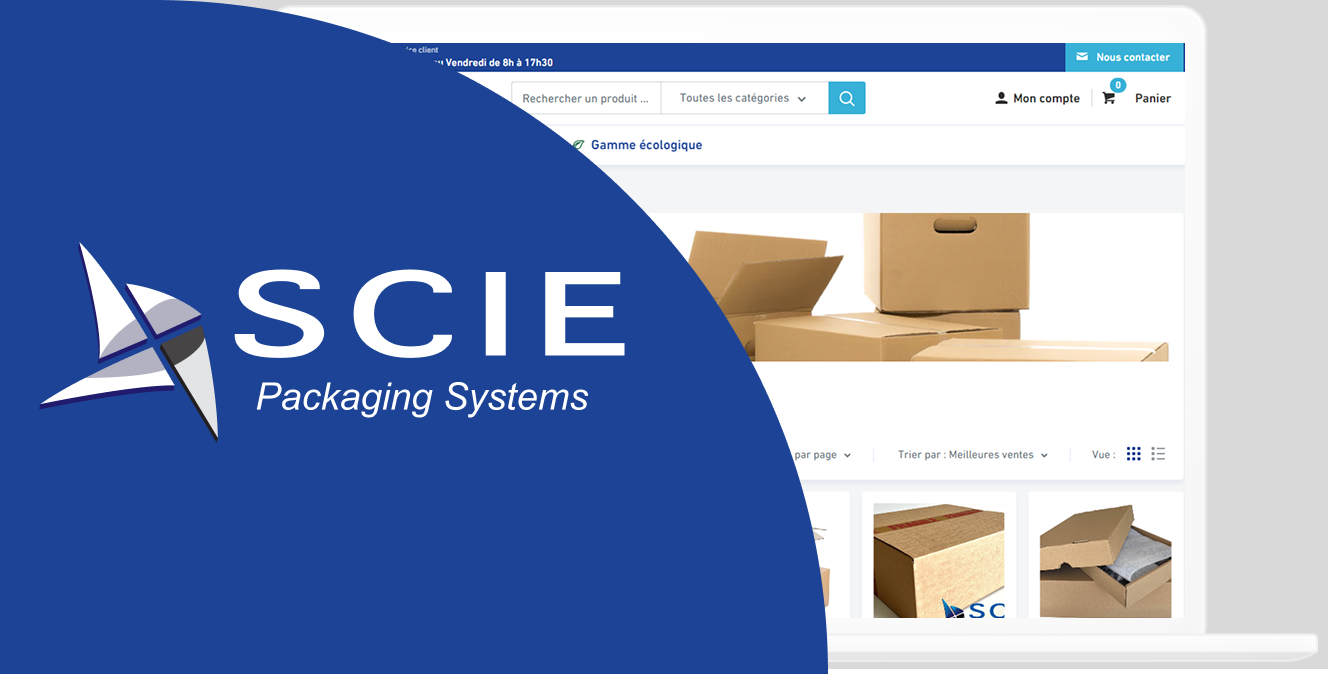 Illustration du projet SCIE Packaging Systems – Une plateforme B2B sur Shopify Plus