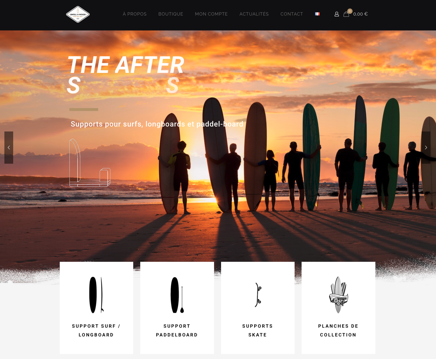 Illustration du projet Site e-commerce de supports pour planches (surf, longboard, paddleboard, skate)