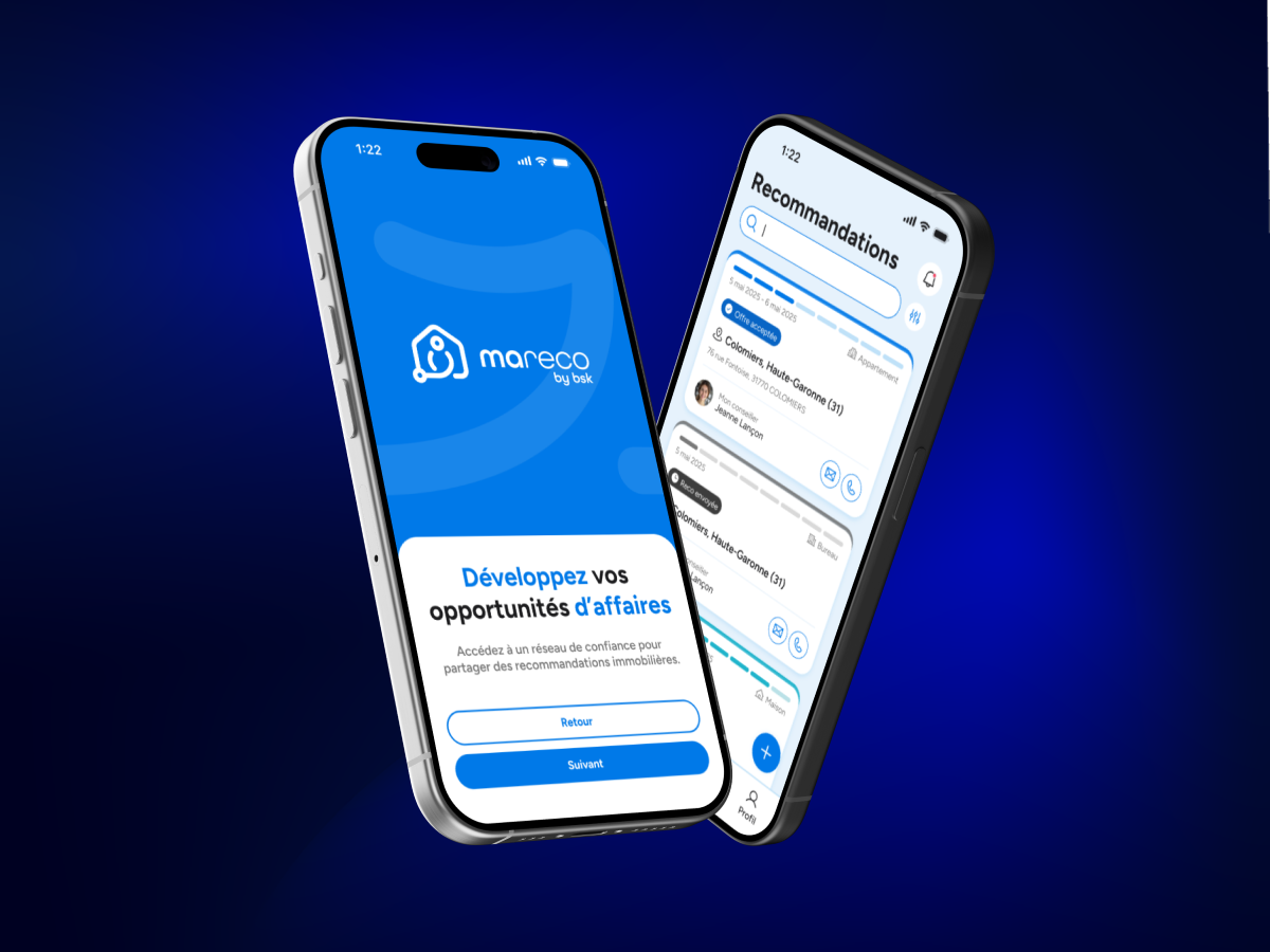 Illustration du projet Mareco : application mobile d’apport d’affaires de particuliers à professionnels de l’immobilier