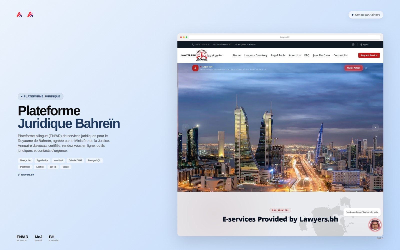 Illustration du projet Lawyers.bh — Marketplace de services juridiques du Bahreïn