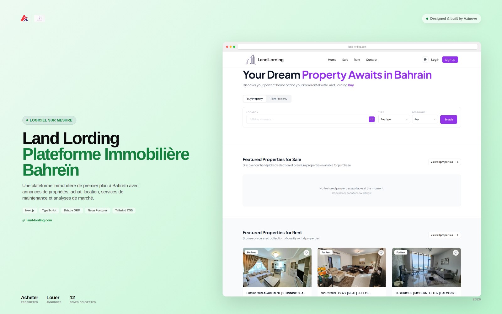 Illustration du projet Land Lording — Marketplace immobilière (Bahreïn)
