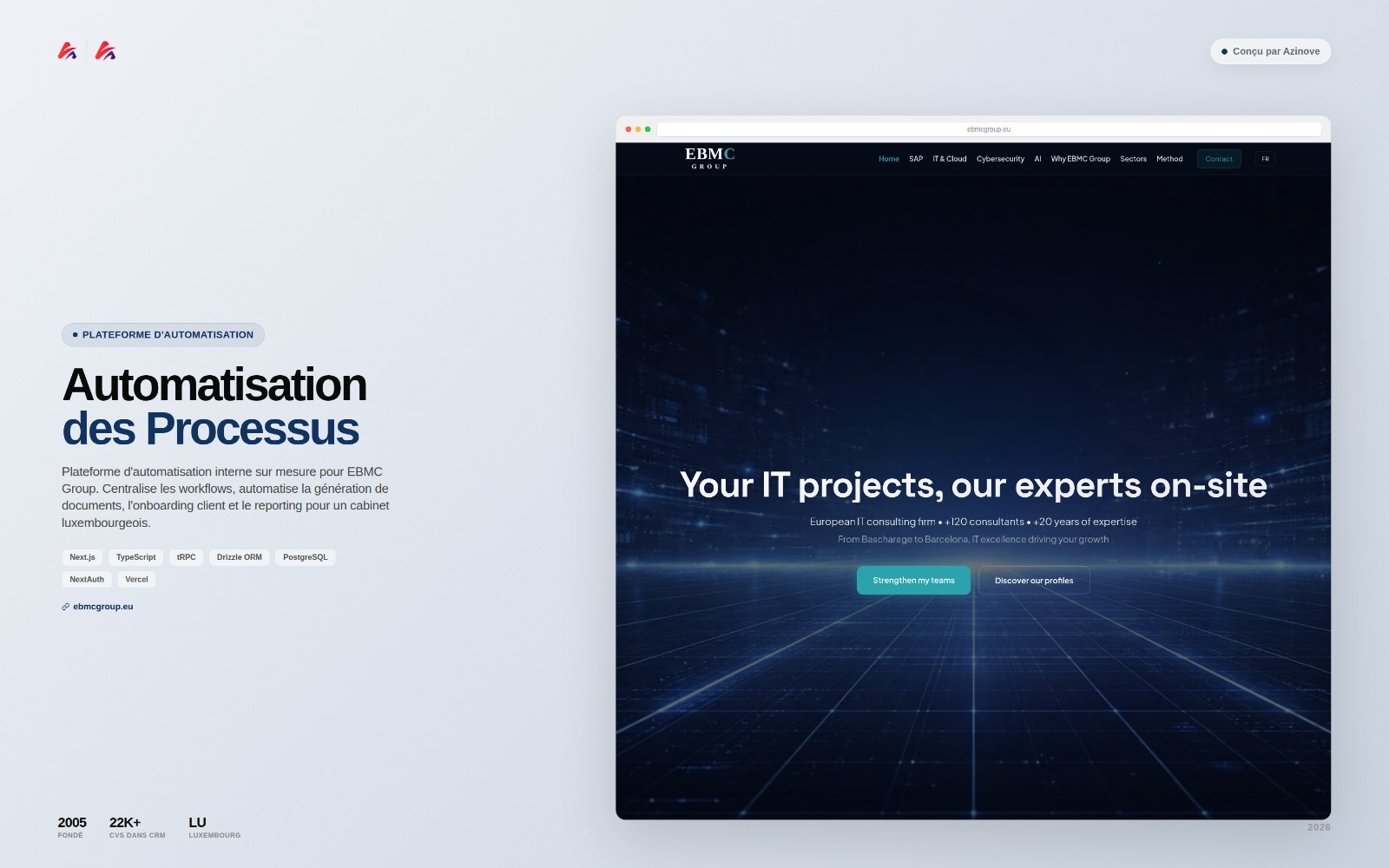 Illustration du projet EBMC — Plateforme d'automatisation des processus internes