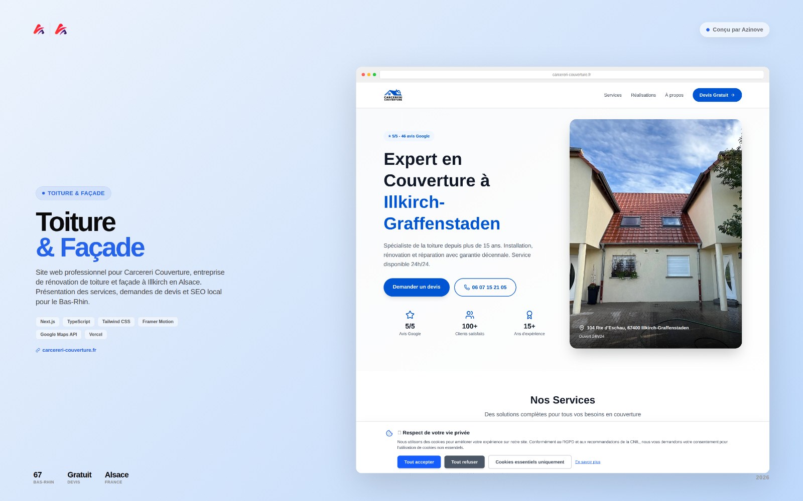 Illustration du projet Carcereri Couverture — Site vitrine SEO (toiture & façade)