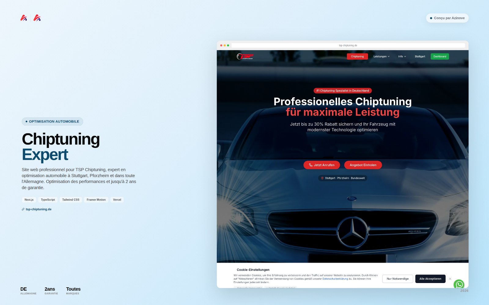Illustration du projet TSP Chiptuning — Site vitrine (optimisation moteur)